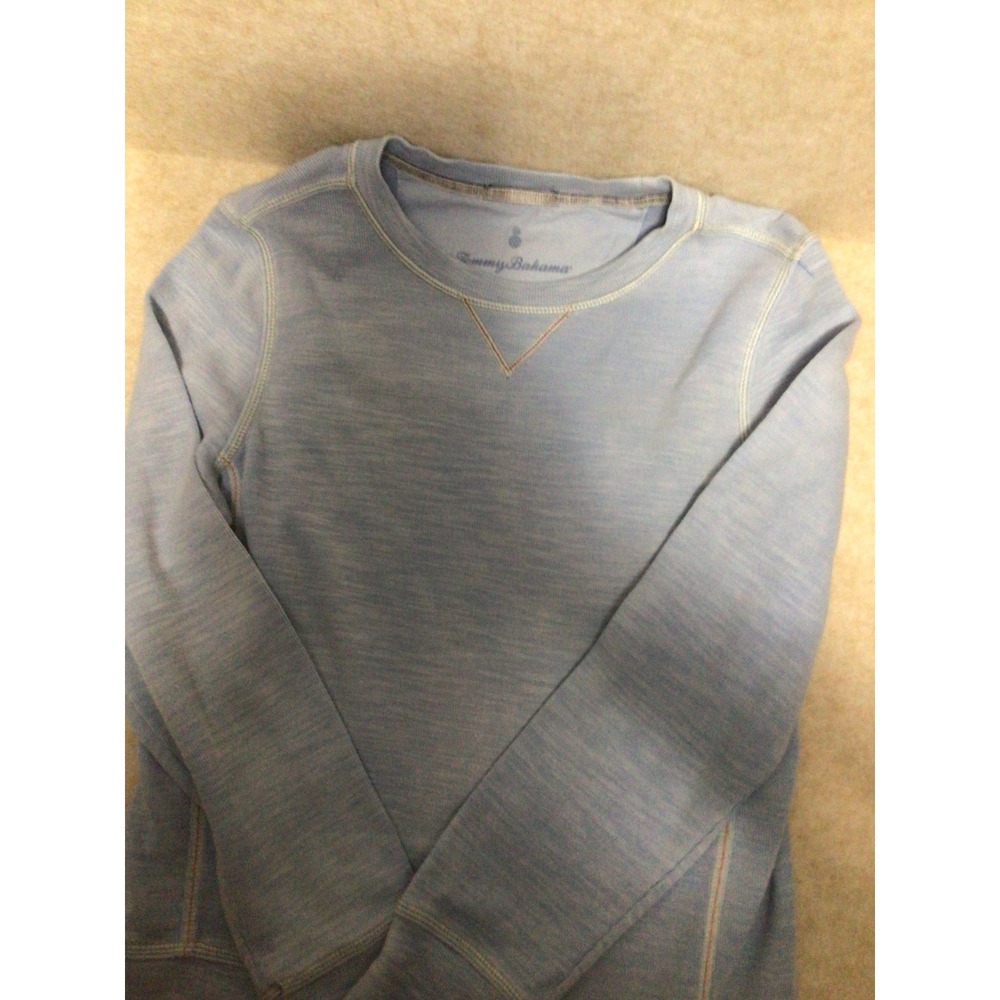 Tommy Bahama Mens Blue Space Dye Crewneck Sweatshirt Long Sleeve Pullover